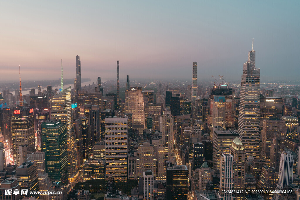 纽约城市天际线黄昏美景