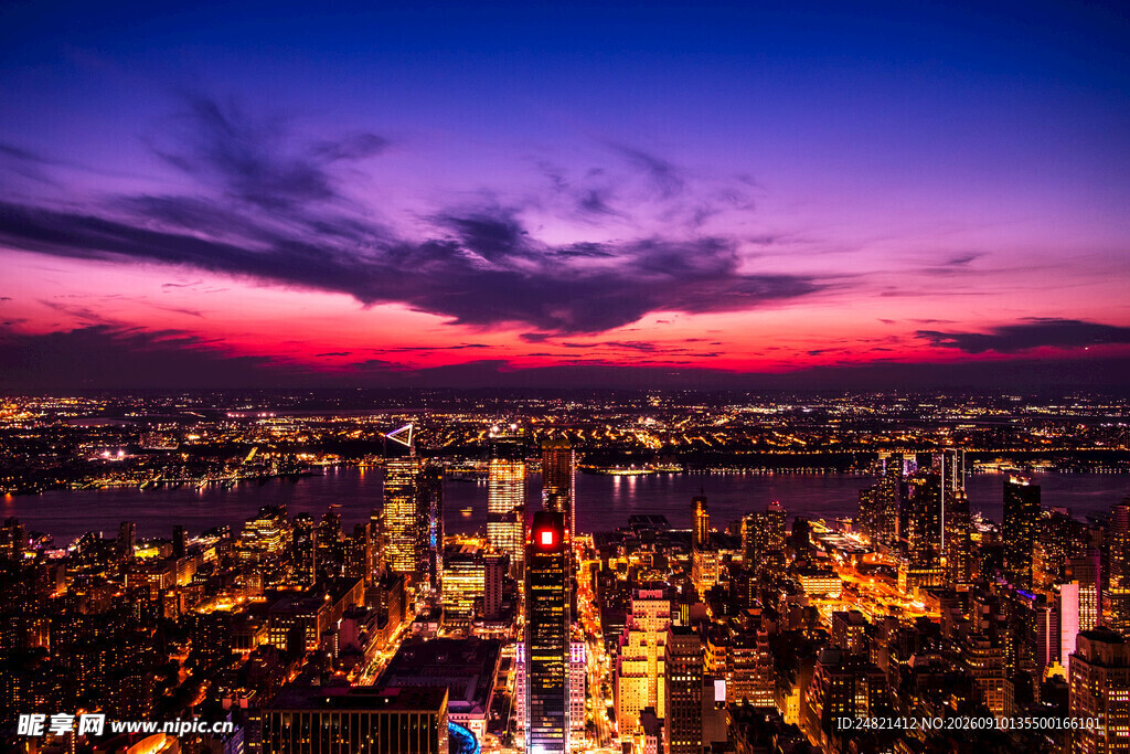 城市璀璨夜景绚丽天际线