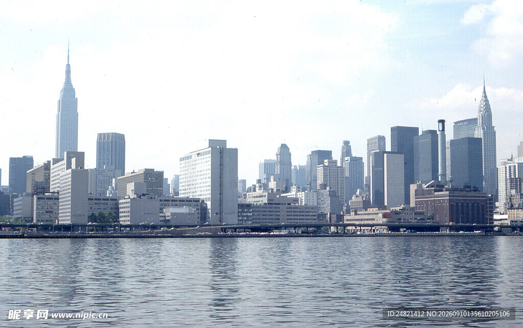 纽约城市天际线与水域景观