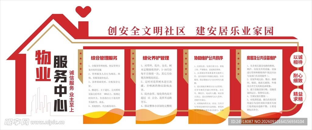 物业文化墙工作规章制度展板海报
