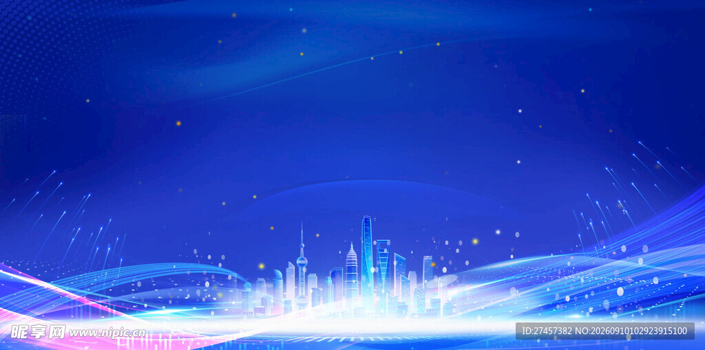 梦幻蓝色科技光效背景图