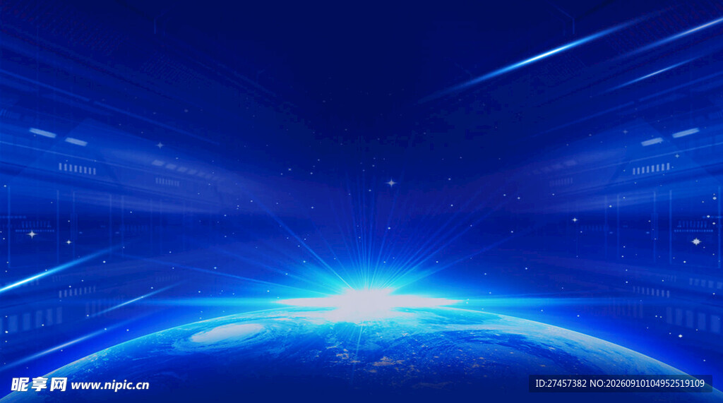 梦幻蓝色科技宇宙背景图
