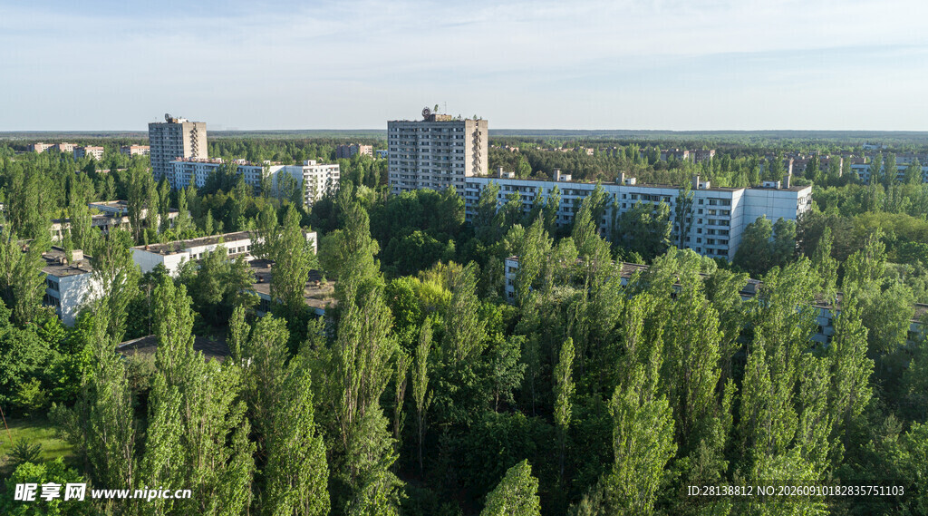 绿树环绕的城市建筑群