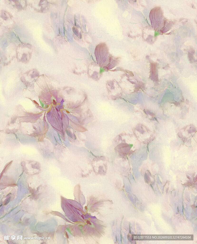 梦幻淡紫色花卉图案背景