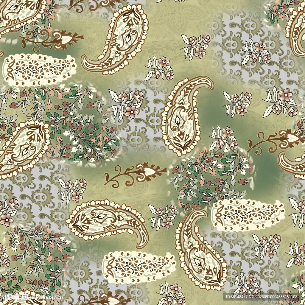 复古佩斯利花纹图案
