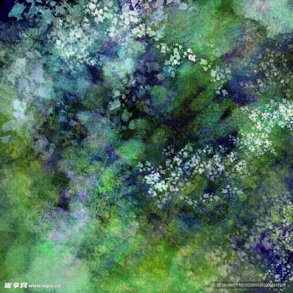 梦幻绿调水彩抽象背景图
