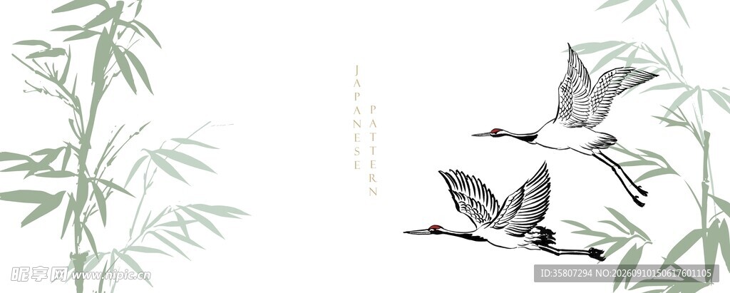竹鹤国风插画