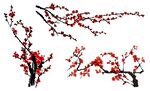水墨红梅素材