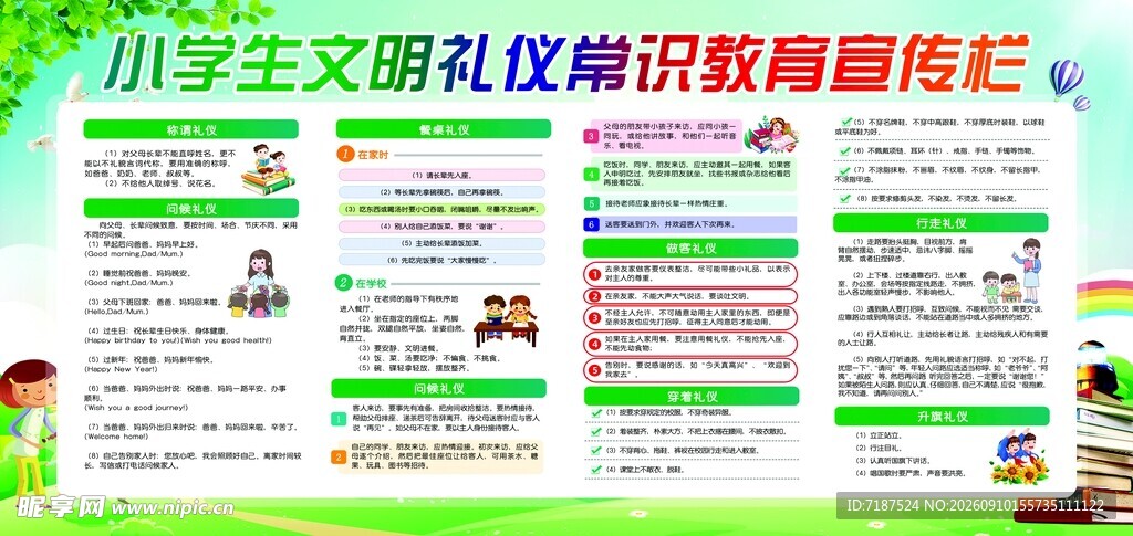 学生文明礼仪宣传栏展示