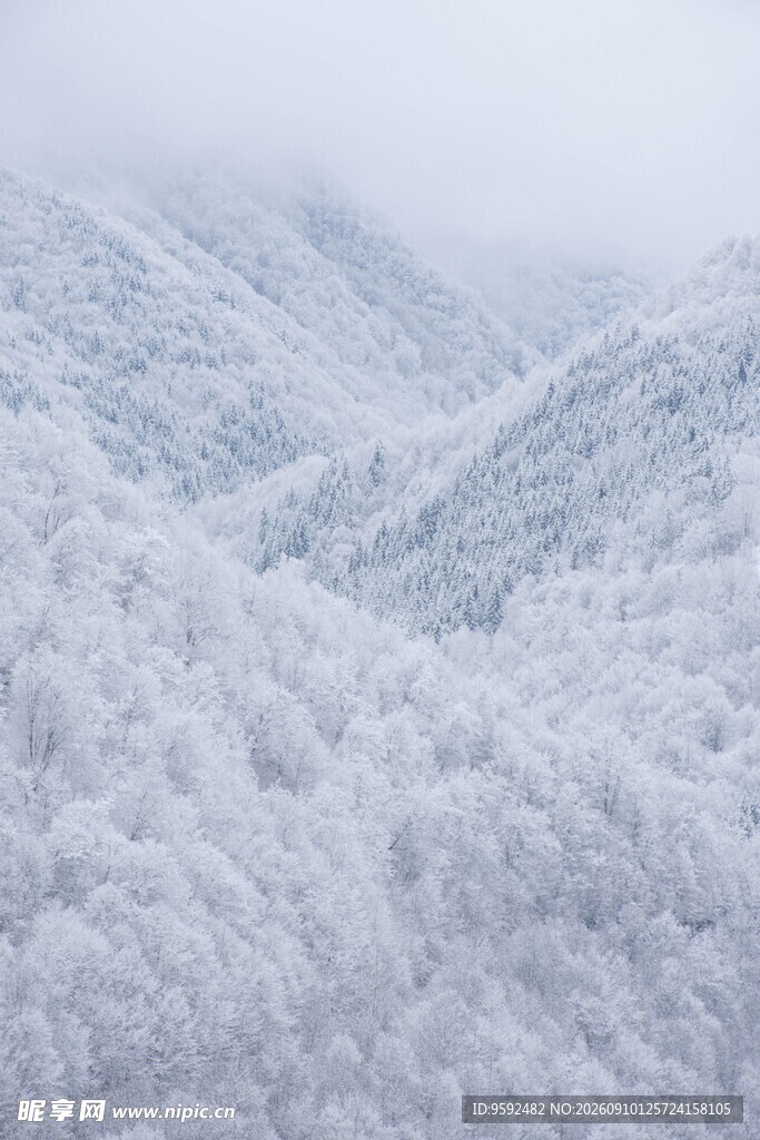 雪覆山峦美景