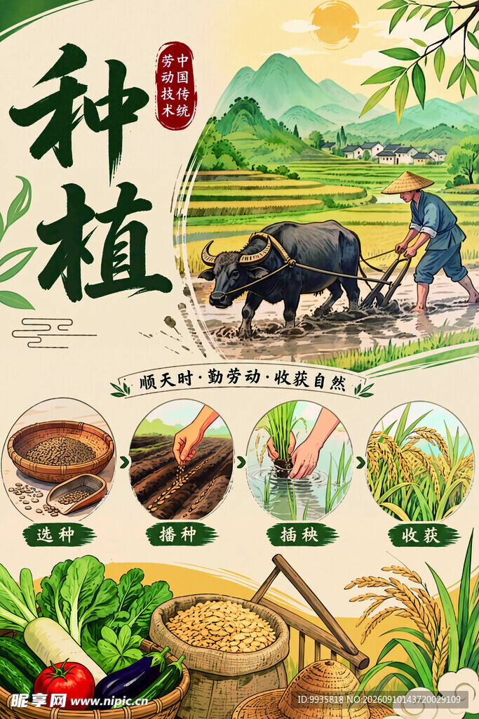 传统农耕种植宣传海报