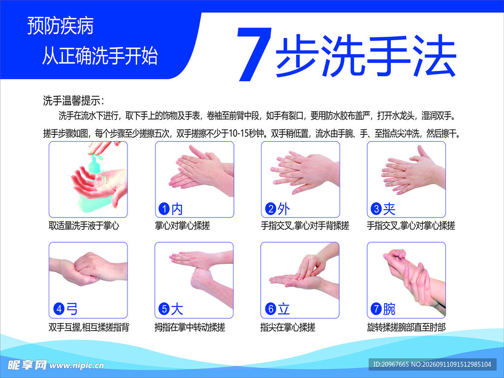 7步洗手法图示