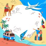 环球旅行插画