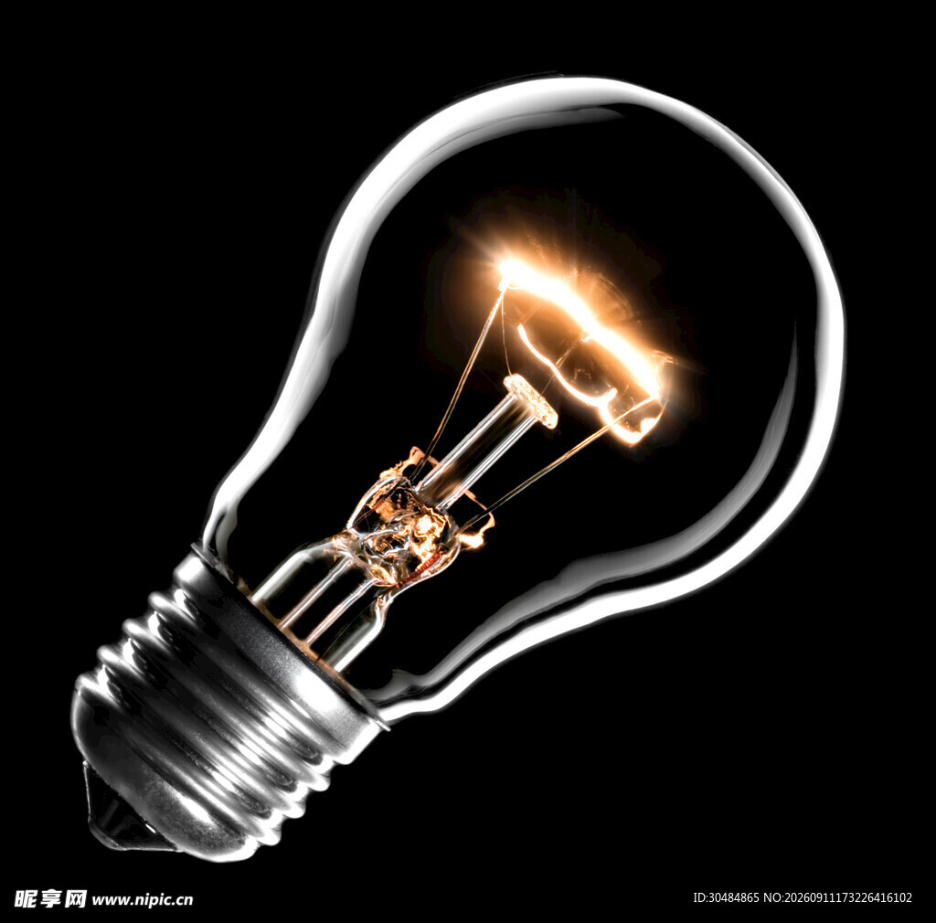 发光的经典白炽灯泡