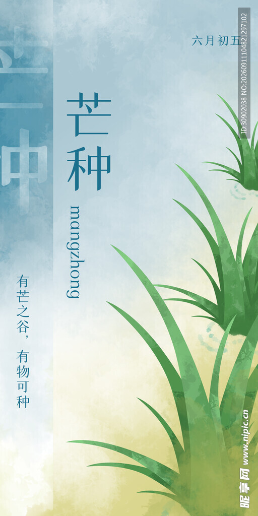 清新芒种节气绿植画面