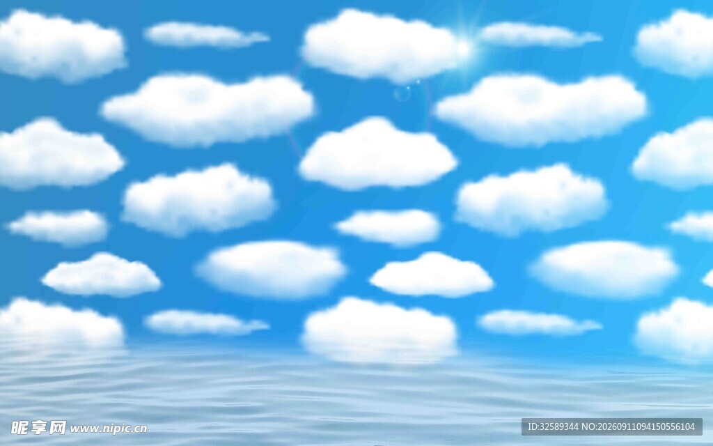 蓝天碧海间的云朵美景