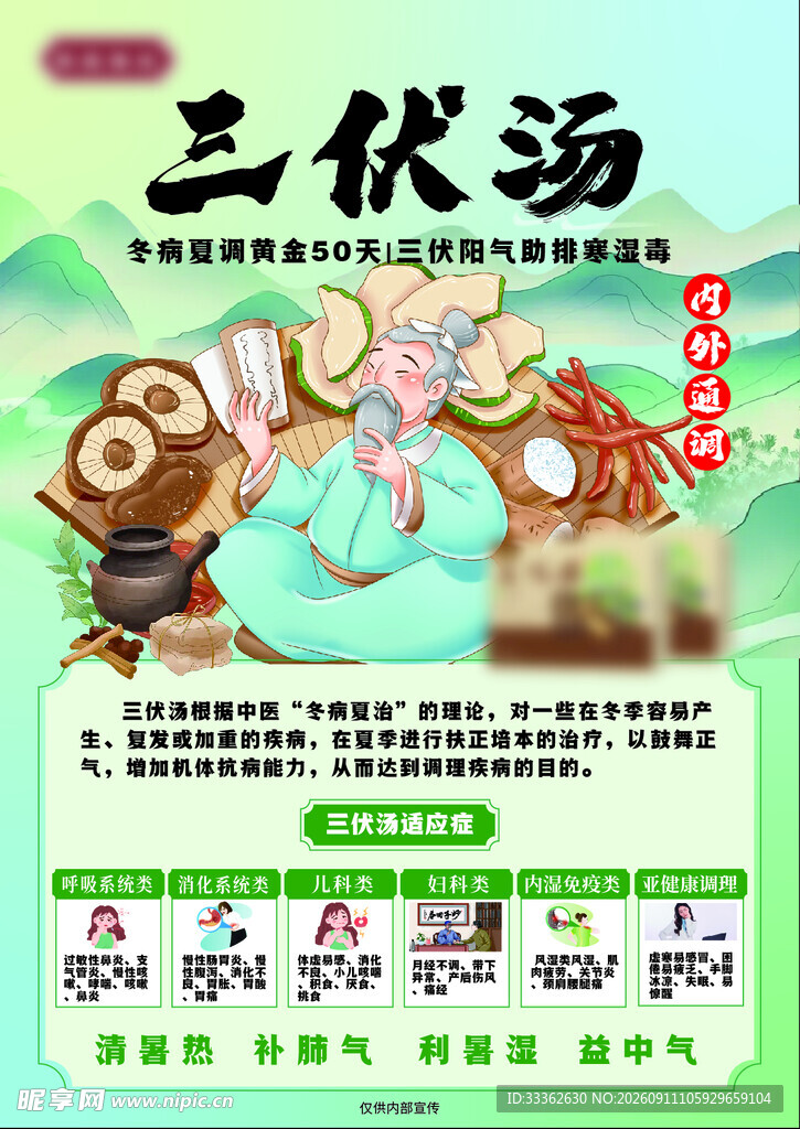 中医冬病夏治三伏养生三伏贴海报