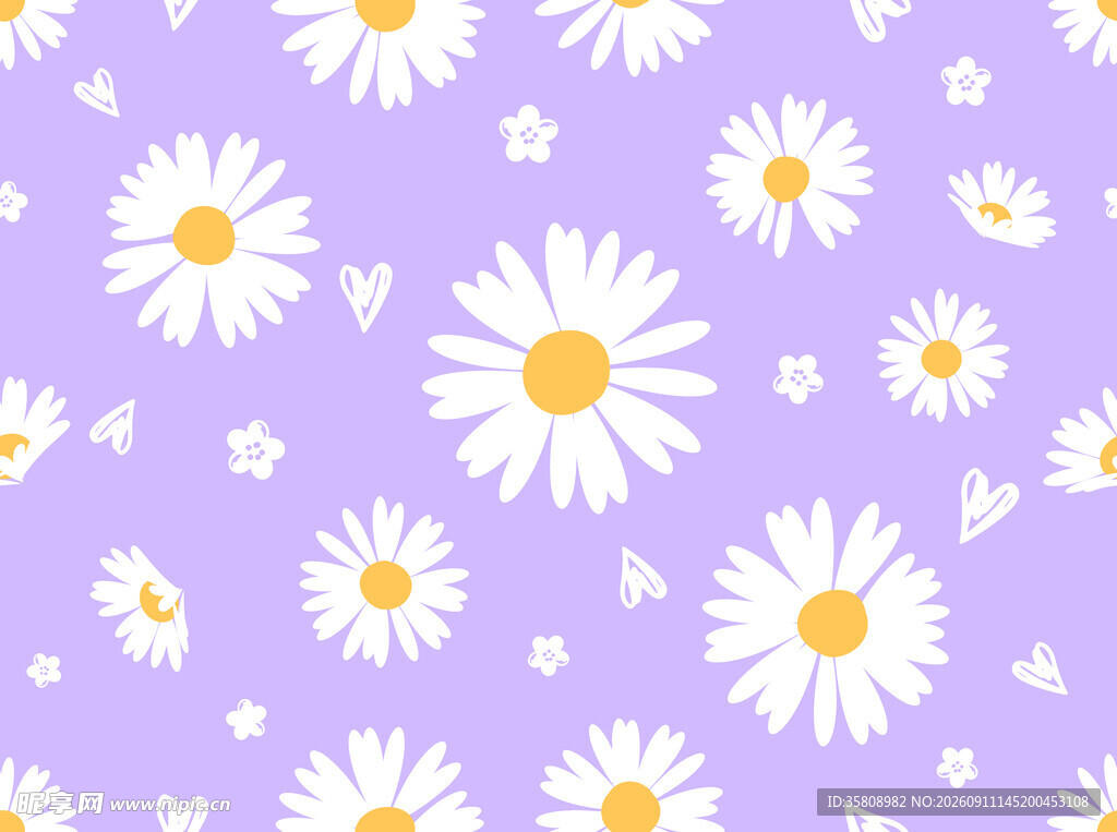 紫色背景小雏菊图案