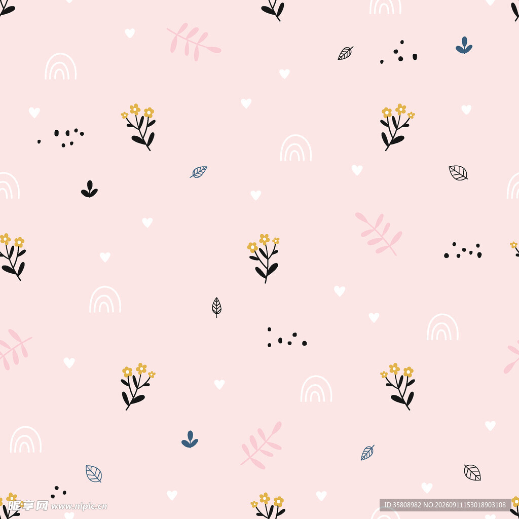 粉色花卉波点图案背景