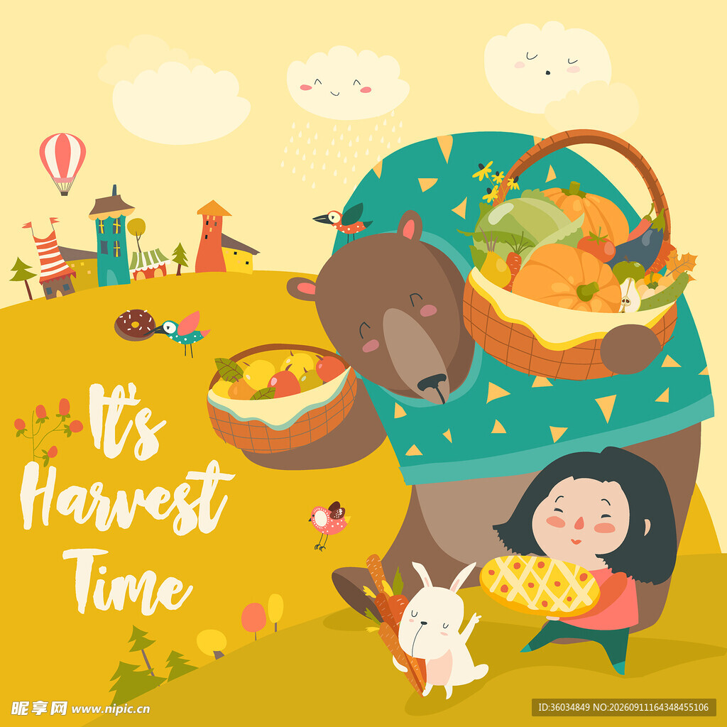 动漫卡通元素背景插画素材