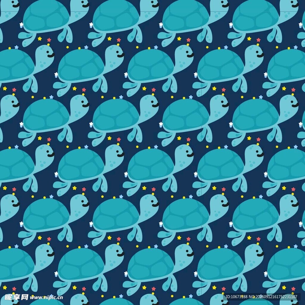 蓝色海龟图案背景纹理