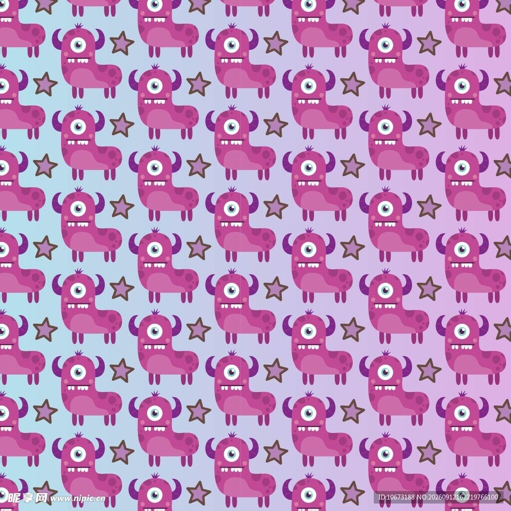 粉色小怪物图案背景 