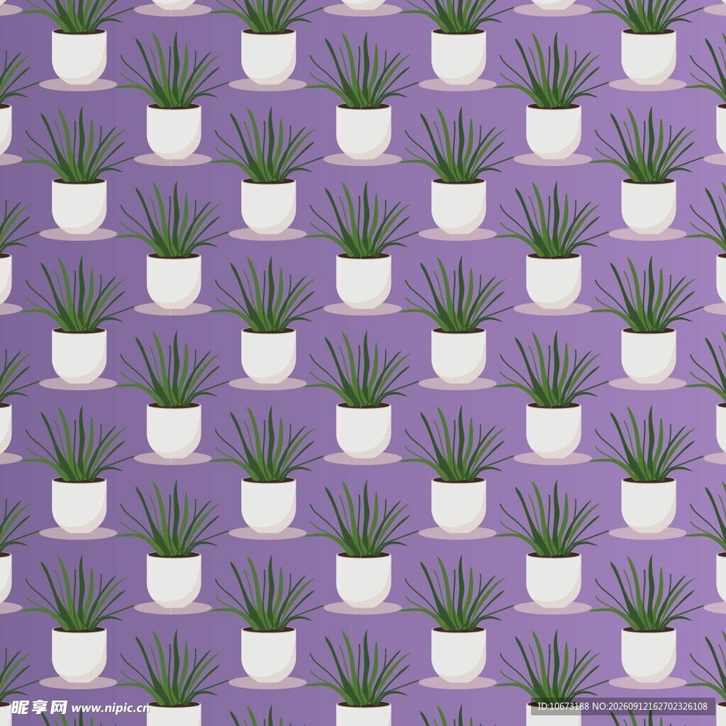 紫色背景盆栽植物图案