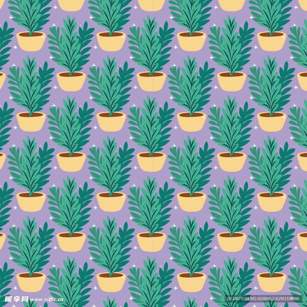 紫色背景的盆栽植物图案