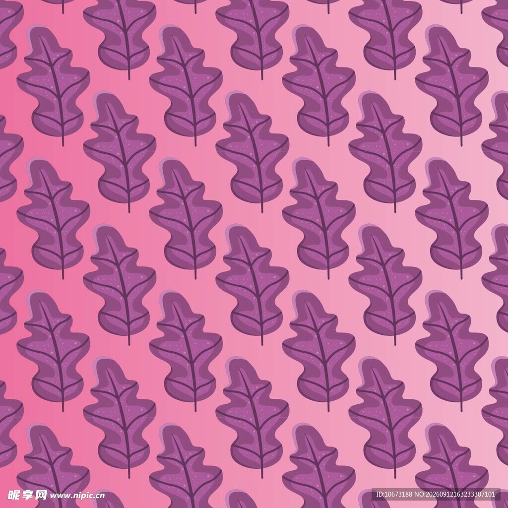 粉色背景紫色叶片图案
