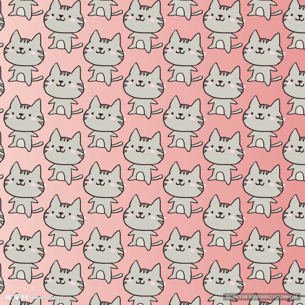 可爱猫咪粉色背景图案