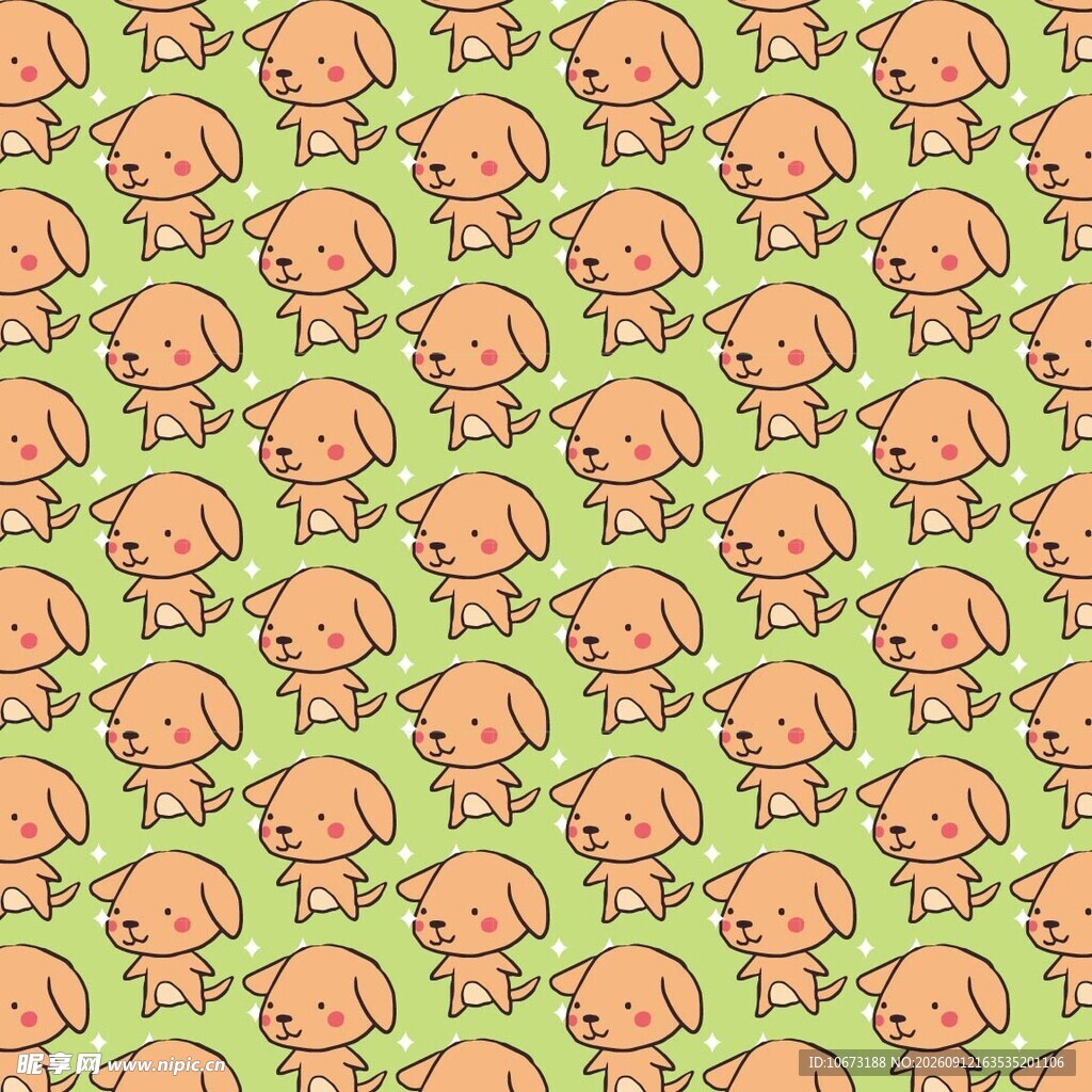 绿色背景小狗图案纹理