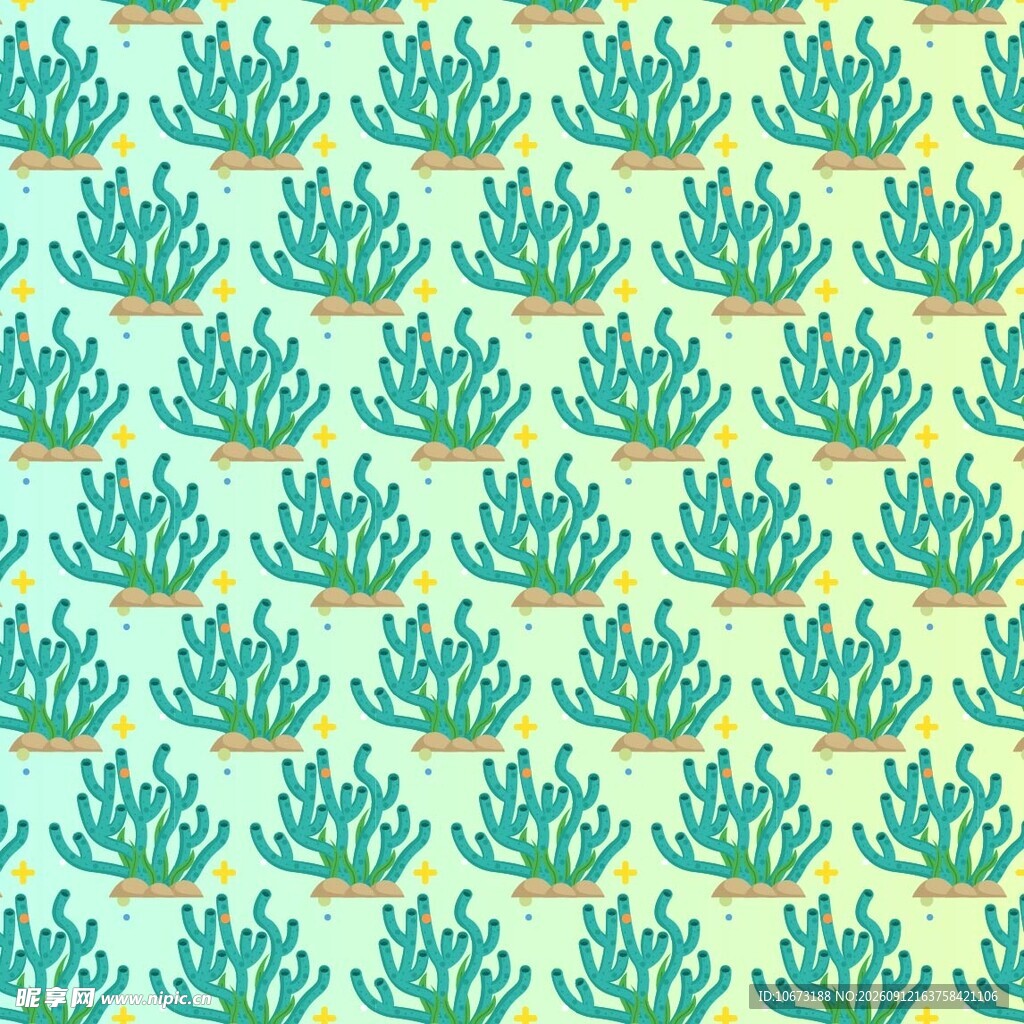 清新绿植无缝图案背景