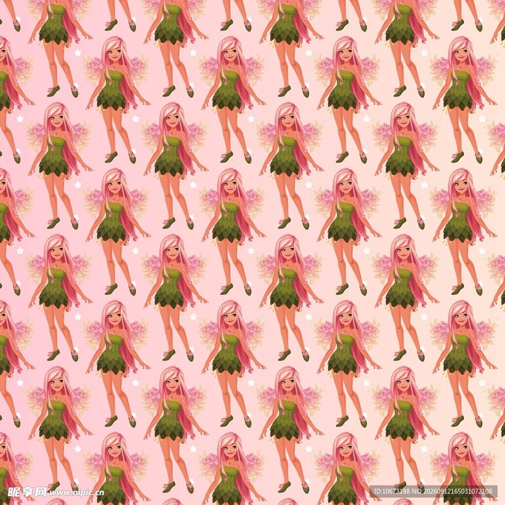 粉色背景的女孩图案设计