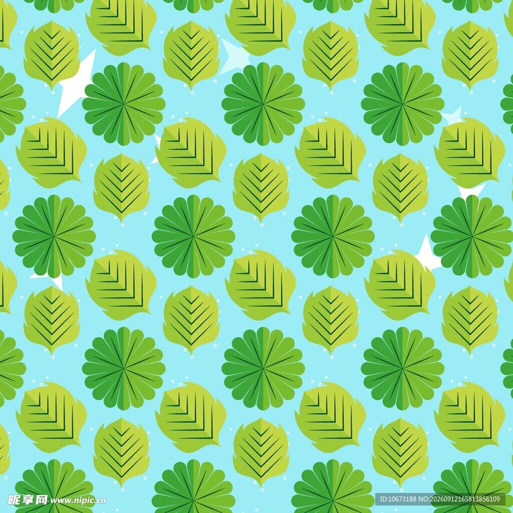 清新绿叶图案背景设计