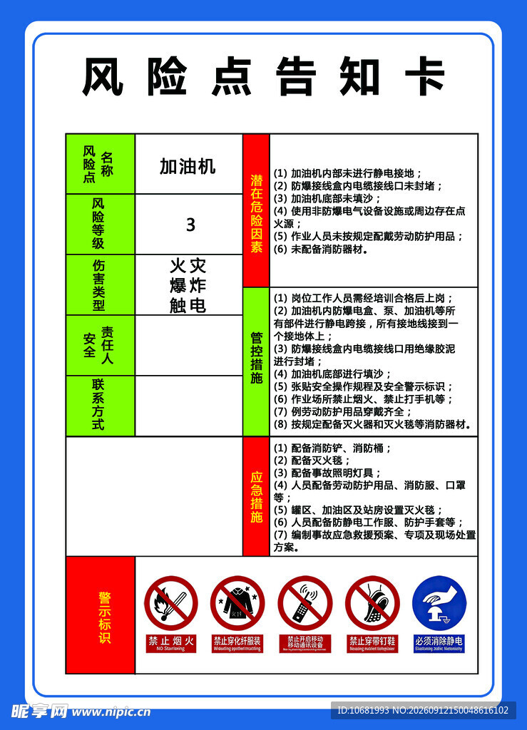 风险点告知卡
