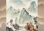 古风中式医疗背景画