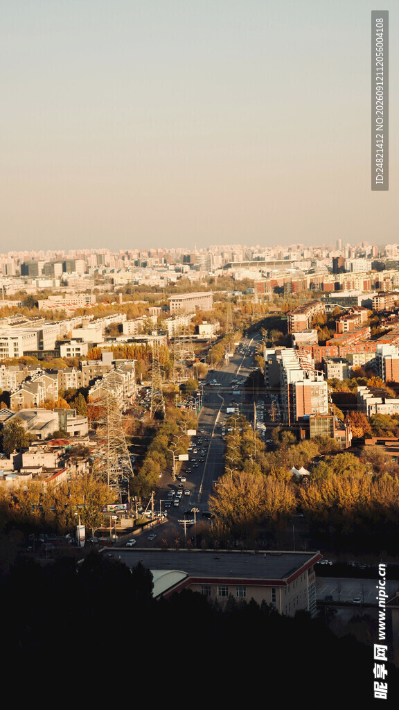 城市黄昏全景俯瞰图