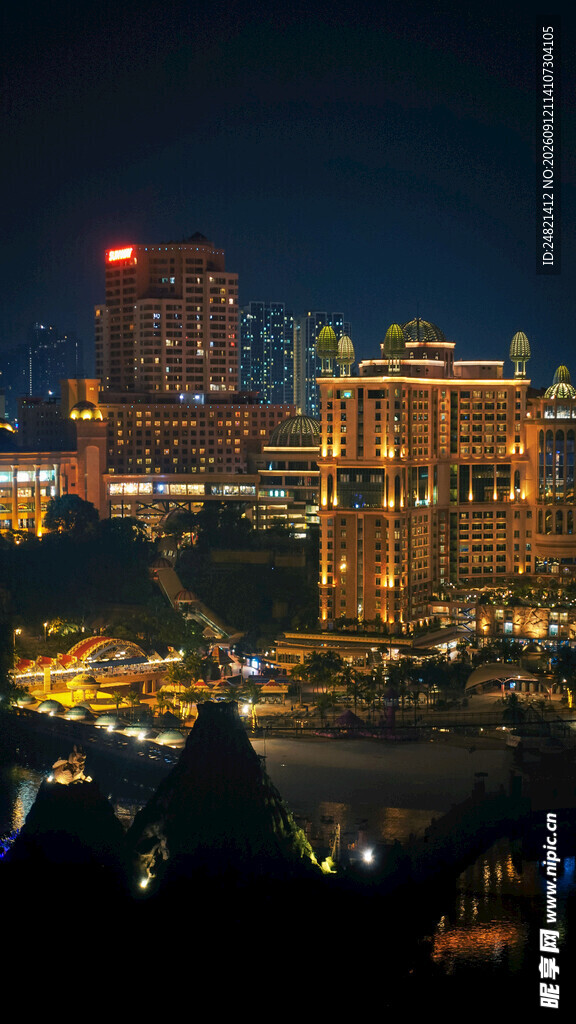 城市璀璨夜景俯瞰图