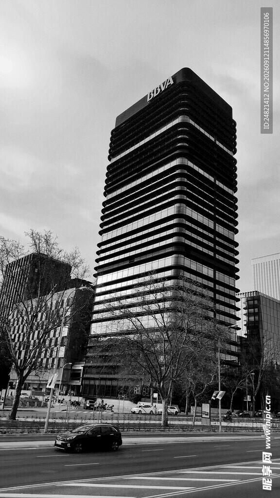 黑白城市高楼建筑景观