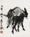 水墨双驴图