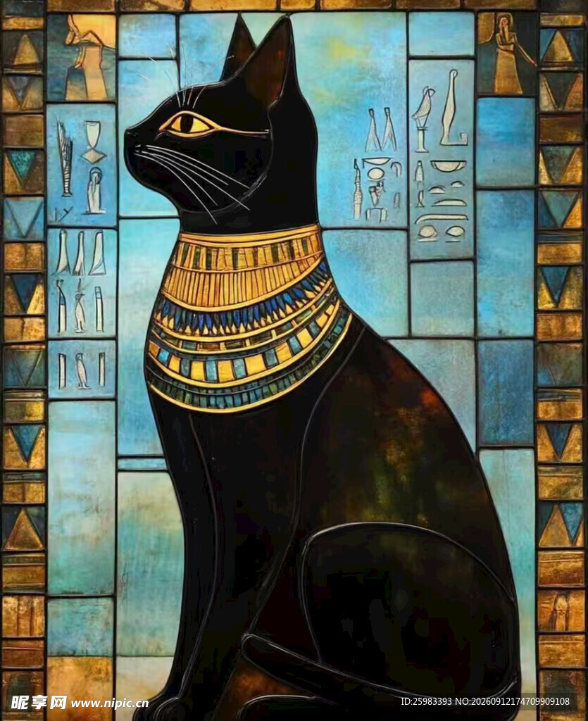 埃及黑猫插画