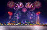 城市夜空绚烂烟花美景