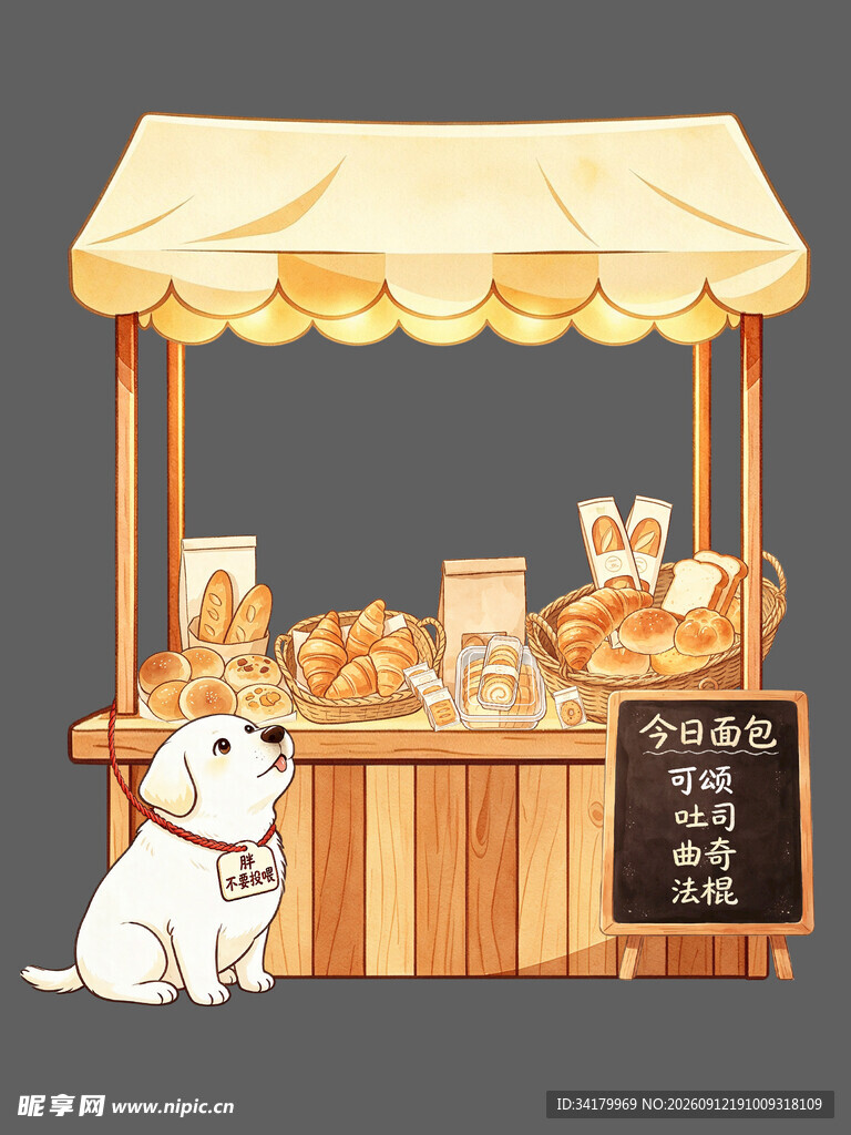 面包售卖摊拍照框