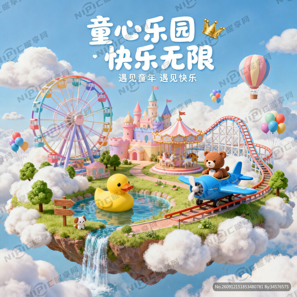 儿童游乐园海报 可爱  C4D