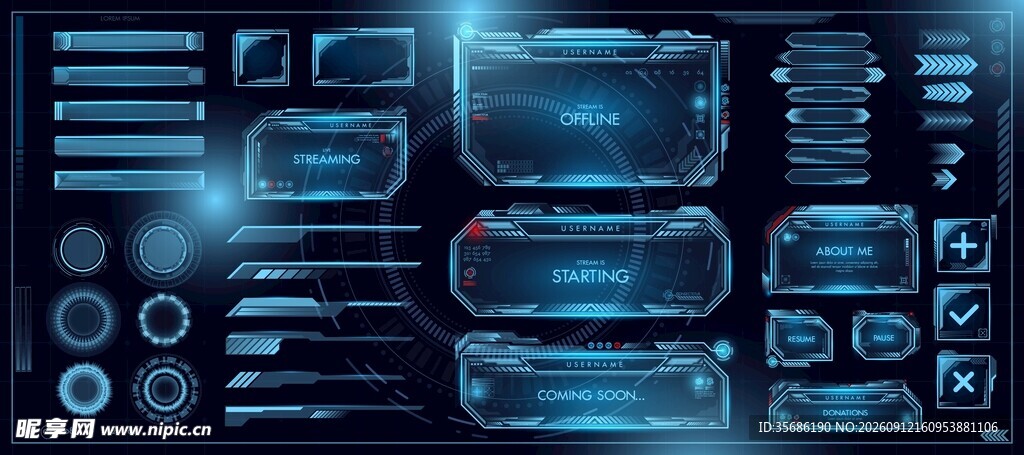 科技 UI 面板素材