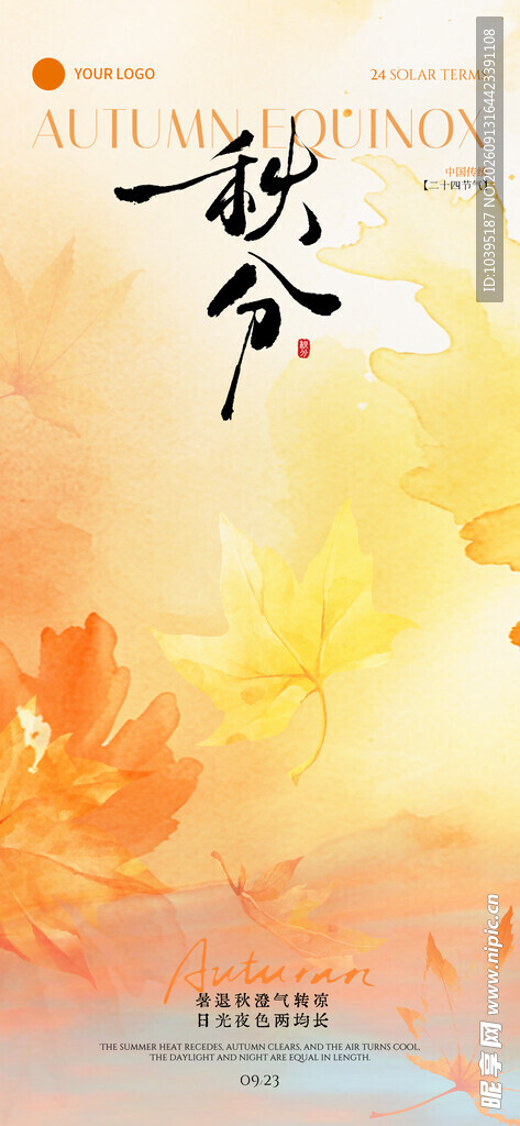 秋分简约节气海报