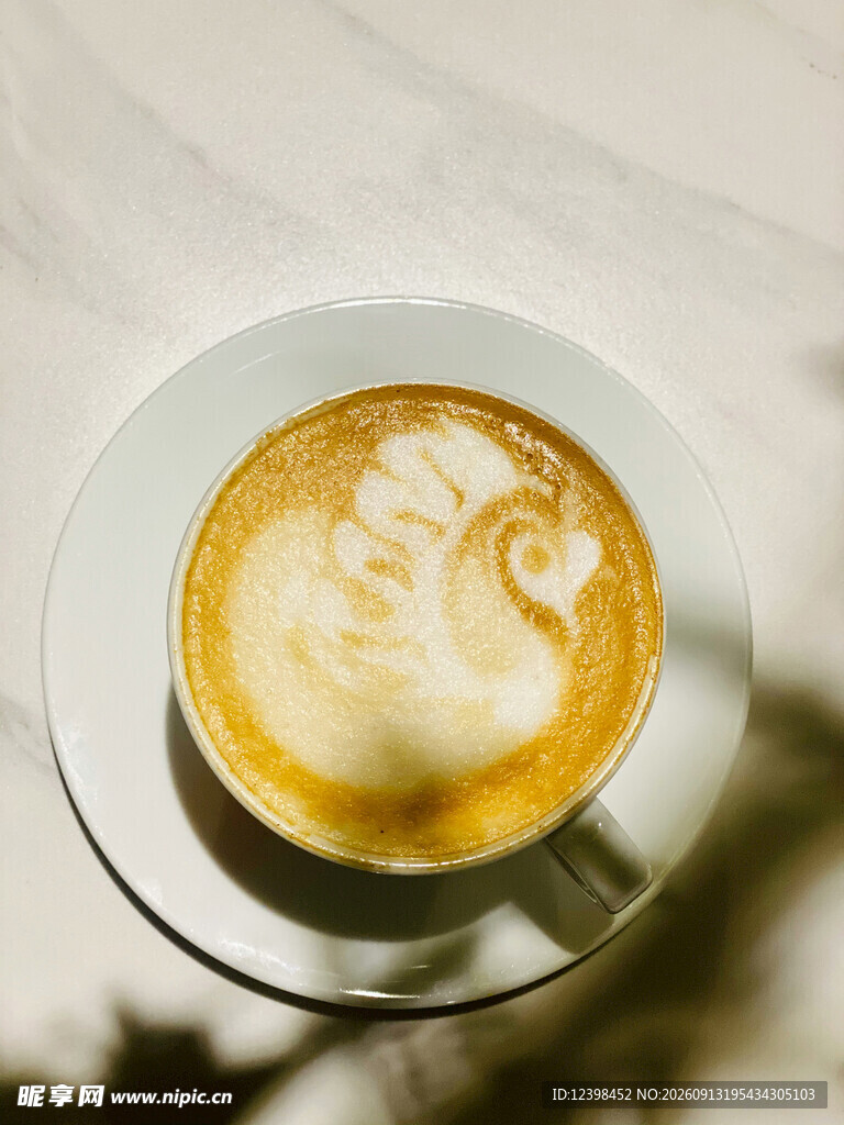 精美拉花咖啡特写
