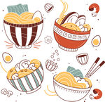 手绘风格美味面食插画