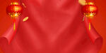 喜庆红幕配灯笼背景图