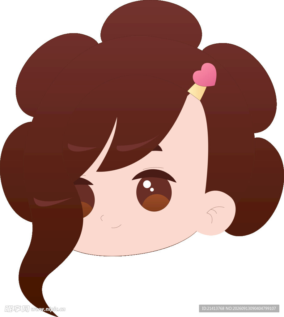 可爱卷发小女孩头像
